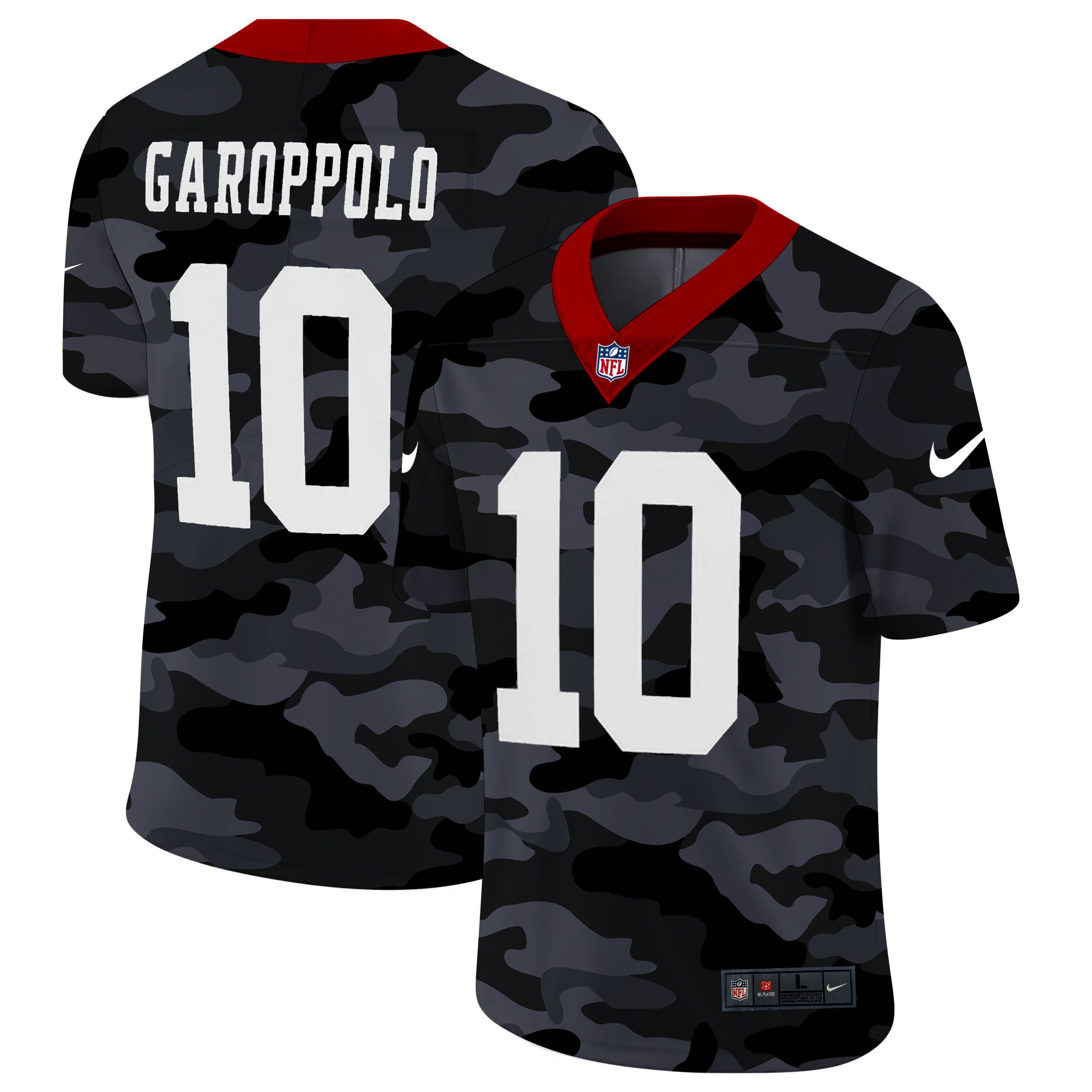 Men San Francisco 49ers #10 Garoppolo 2020 Nike Camo Salute to Service Limited NFL Jerseys